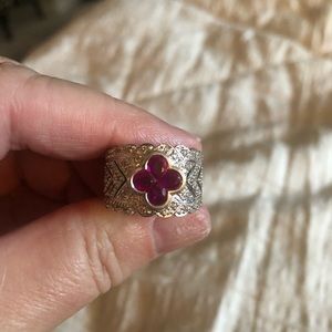 Ruby/ diamond white gold cigar band ring